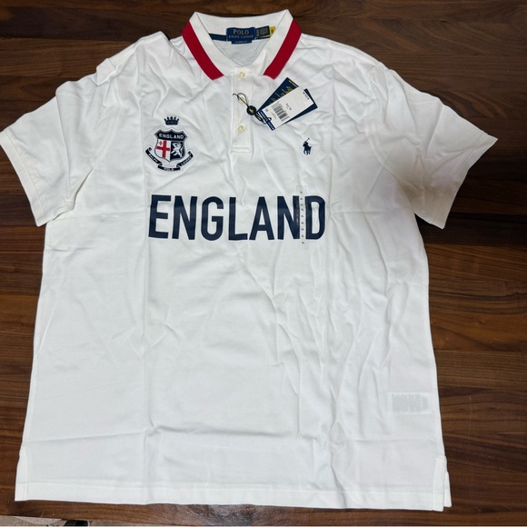 Polo Ralph Lauren Classic Fit White Mesh Team England Polo Men’s Size XL
